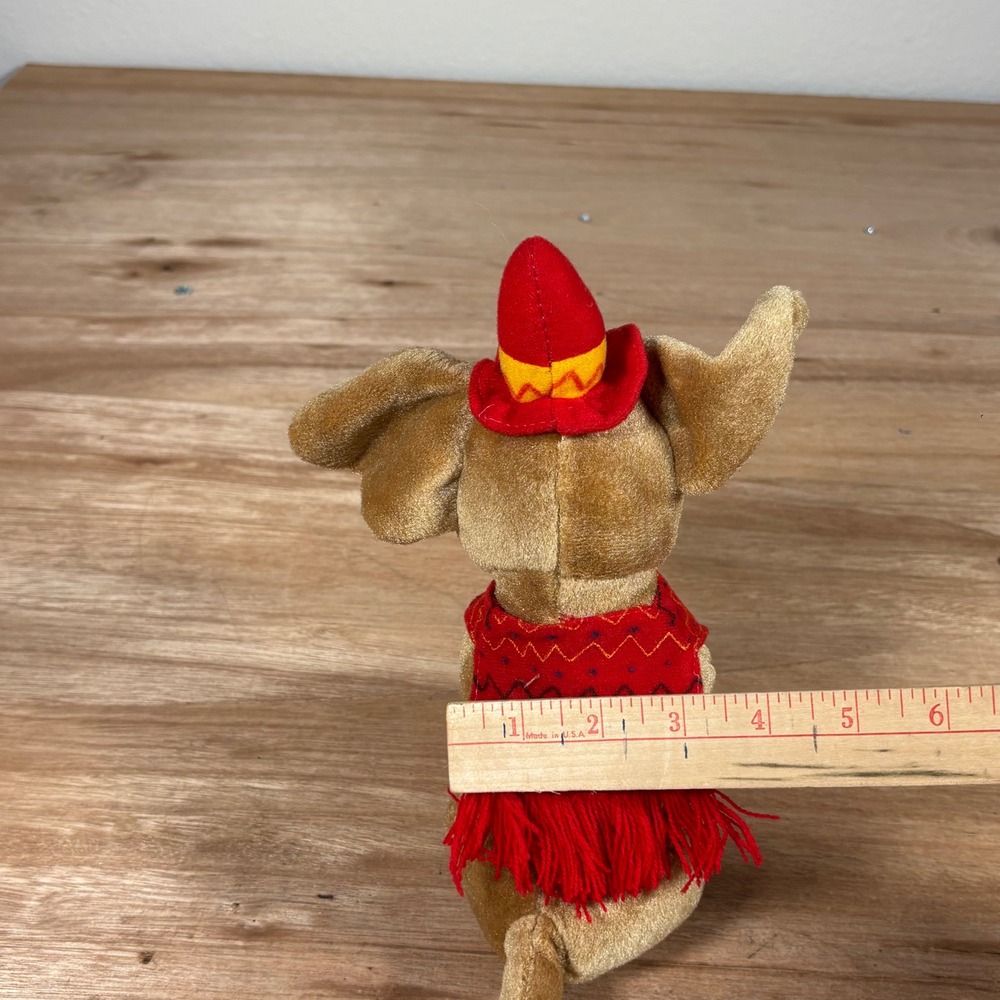 Vintage 1999 Snuggle Toy Chihuahua Plush Dog with Red Hat and Poncho 9 Inch - Picture 5 of 7
